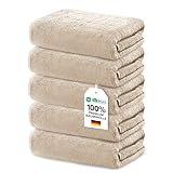 Ôhm 5er Set Handtuch 30x30 cm – 100% Baumwolle Frottee 500 g/m² Beige – Gästehandtücher & Waschlappen 30x30, extra weich & saugstark – Oeko-Tex Zertifiziert