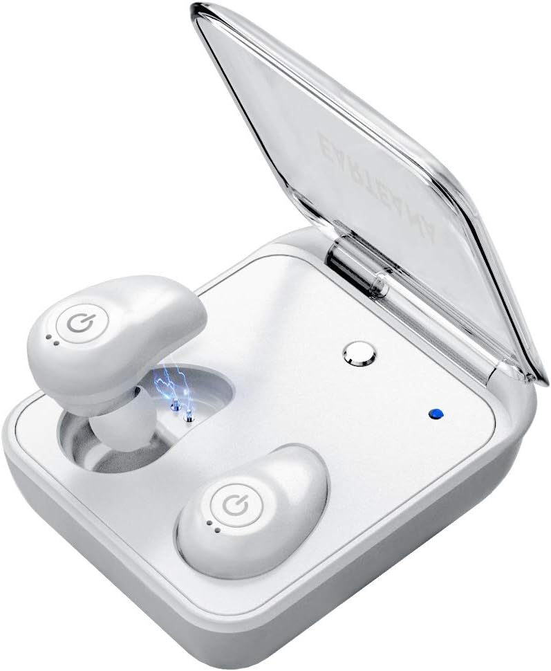True Wireless Earbuds Bluetooth 5.0, Lastest Hi-Fi Stereo Sound Mini TWS Earphones Headphones, Dual Built-in Mic Auto Pairing Sport Headphones with 2000mAh Charging Case for iOS/Android