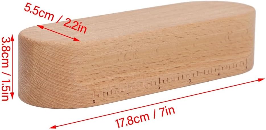 Tailor's Clapper for Sewing and Quilting, 7 Inch Beech Wood | Smooth Sanded Surface, Side Scale, Corners and Folds, Home Use, Brown,7x 2.2 x 1.5 in