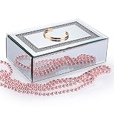 ELLDOO Glass Mirrored Jewelry Box with Pearls Surface Decor Trinket Box Organizer Luxury Decorative