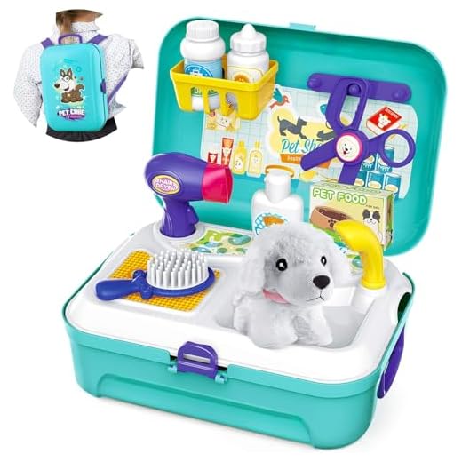 Sanlebi Juego de Cuidado de Mascotas Veterinaria Maletin Juguete Juegos de rol Regalos para 3 Años Niños Niñas