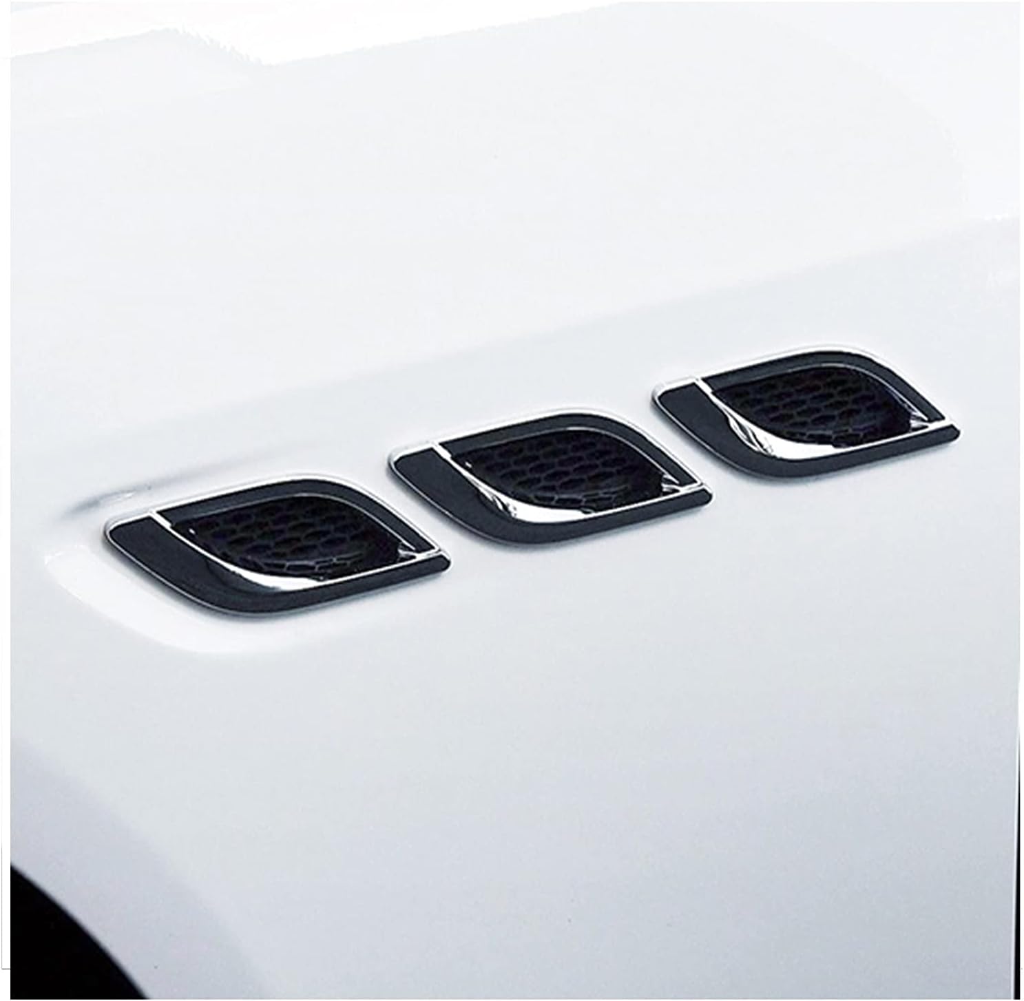 Hood Scoops 6 Pcs Air Flow Vent Hood Hood Vent Scoop Covers, Turbo Bonnet Vent Cover Rigid Plastics Universal Car DIY Stickers (Color : Silver+Black)