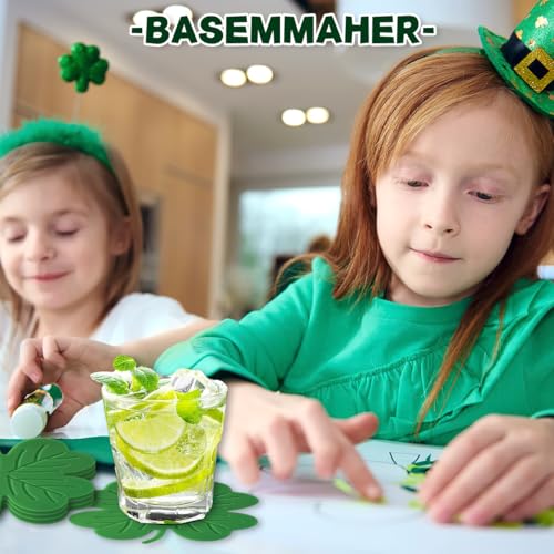 4Pcs-St-Patricks-Day-Coaster-Silicone-Green-Shamrock-Drink-Coasters-Non-Slip-Insulation-Lucky-Clover-Tea-Cup-Mats-Coffee-Coasters-for-Mugs-Cups-Irish-Party-Home-Office-Table-Decoration-Supplies 4Pcs St Patricks Day Coaster Silicone Green Shamrock Drink Coasters Non Slip Insulation Lucky Clover Tea Cup Mats Coffee Coasters for Mugs Cups Irish Party Home Office Table Decoration Supplies