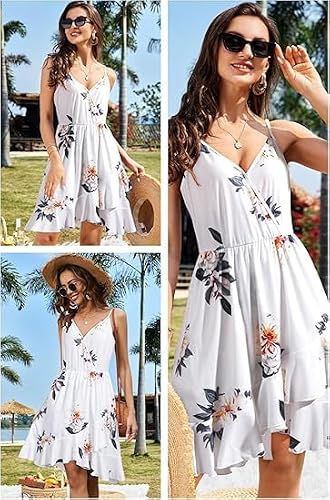 Sommerkleid für Damen mit Blumenmuster und V-Ausschnitt