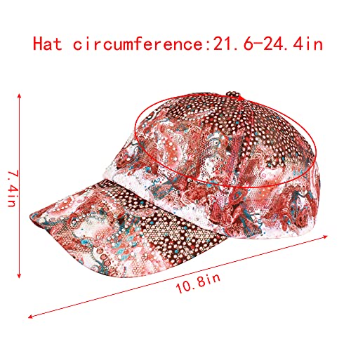 Labanca Women Girls Bling Rhinestone Sun Cap Lace Glitter Sequin Baseball Cap Hat, Pattern A #TOP6