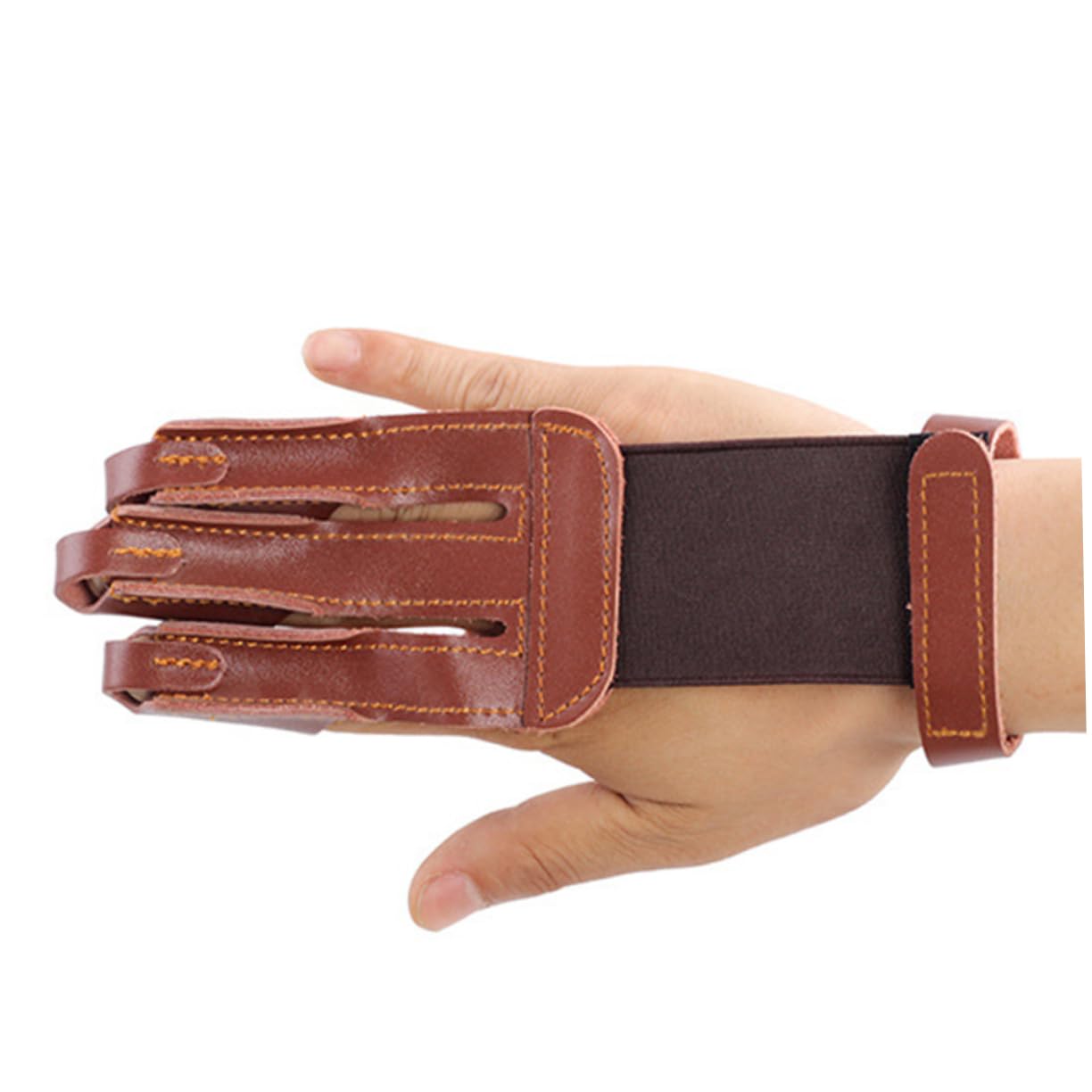 GOOHOCHY 1pc Finger Arrow Hunting Glove Soft Archery Protective Glove for Shooting Random Color Comfortable Fit Hook and Fasteners