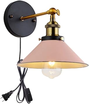 Bracket Light, Wall Light, Outlet Angle, Adjustable, No Drilling Required, Fixed with Wall Hooks, Outlet with On/Off Switch, Retro, Birdcage Shape, Stylish, E26 Base, Rental Lighting