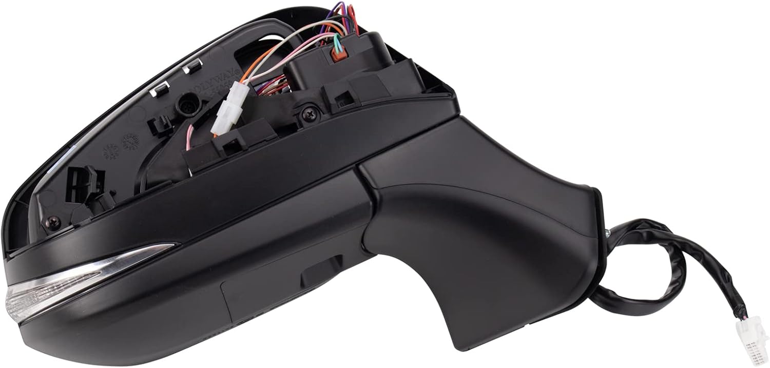 TRQ Passenger Side Mirror Assembly Power Heated Turn Signal Puddle Light Blind Spot Smooth Black Paint to Match Compatible with 2021-2024 Toyota Venza