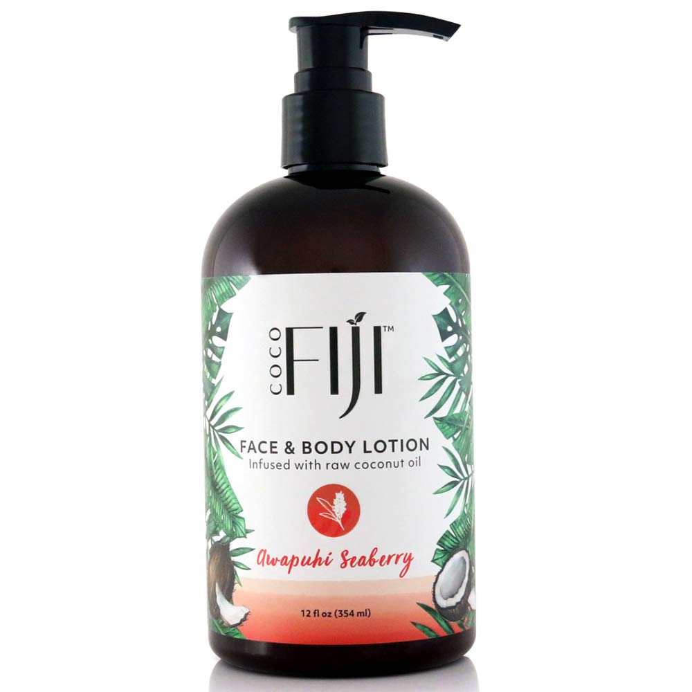Organic FijiCoco Moisturizing Face and Body Coconut Oil Lotion Awapuhi Seaberry 12 Ounces