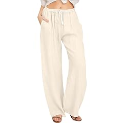 Women Casual Pants Wide Leg Summer Outfits Flowy Pants High Waisted Beach Casual Sweatpants Trousers with Pockets