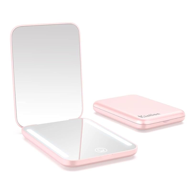 Espelho de bolso recarregável Kintion com aumento 1X/3X, Pink