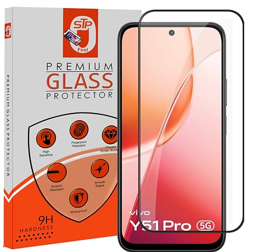 Image of STP FEEL Premium Tempered Glass Screen Protector Guard Compatible For Vivo Y51 Pro 5G (6.75 Inch, Pack of 1) | Edge to Edge Coverage With Easy to installation kit for Smartphone