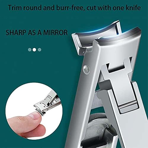 Miniatura 4 de Cortaúñas plegable, de doble extremo, de acero inoxidable, de doble uso, para uñas gruesas (plateado)