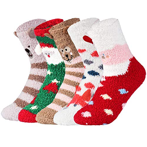 Women Christmas Slipper Socks Winter Warm Fuzzy Floor Casual Socks Holiday Gifts