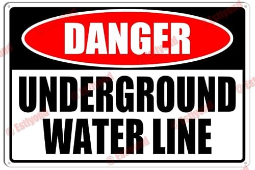 Underground Water Line Caution Notice Aluminum Metal Sign 8"x12" For Facility Managers, Homeowners - Yard Zones