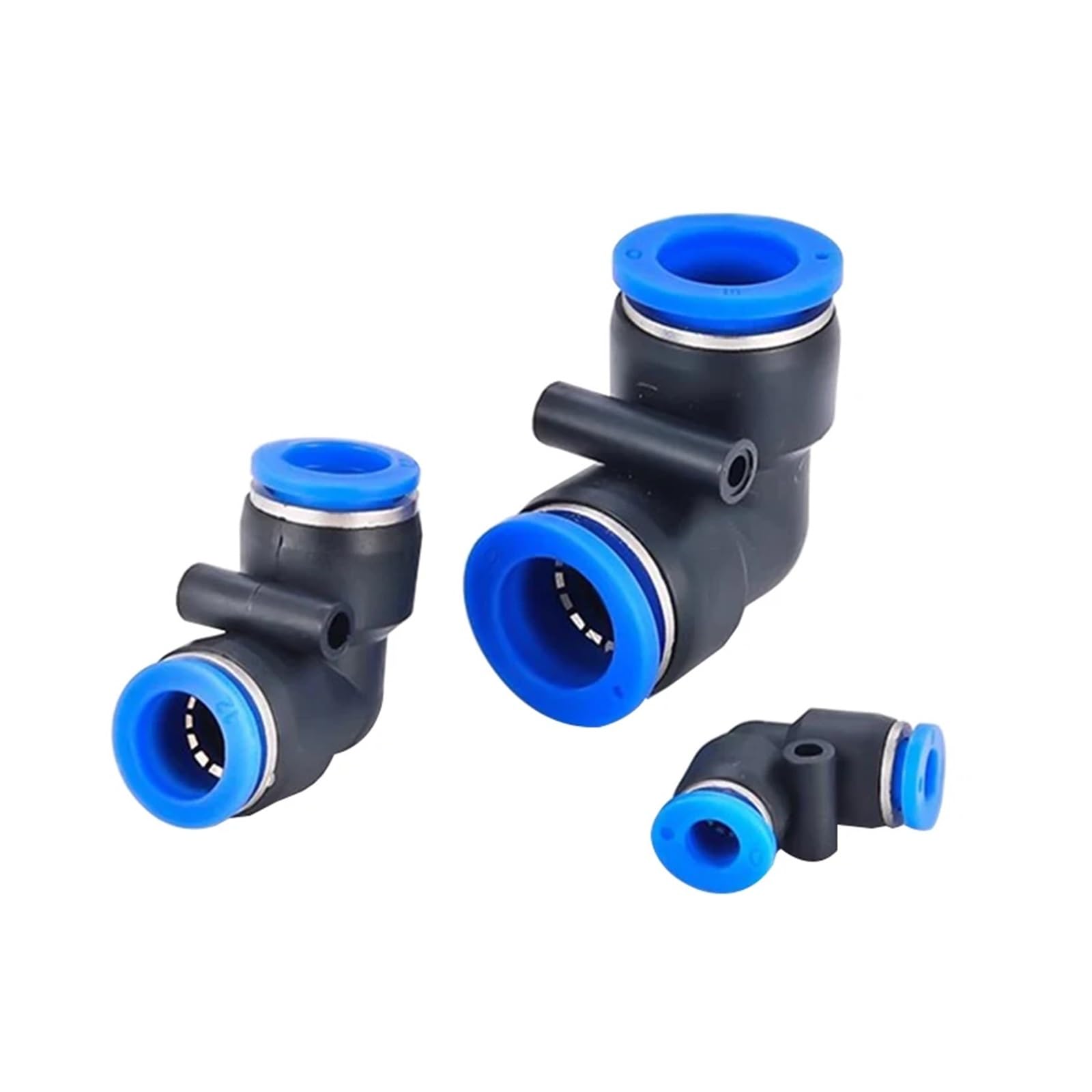 Conectores Neumáticos 20 piezas conector rápido neumático PV codo de 90 grados plástico 4mm 6mm 8mm 10mm conector de agua de empuje de 2 vías(Pv-8,100 Pcs)