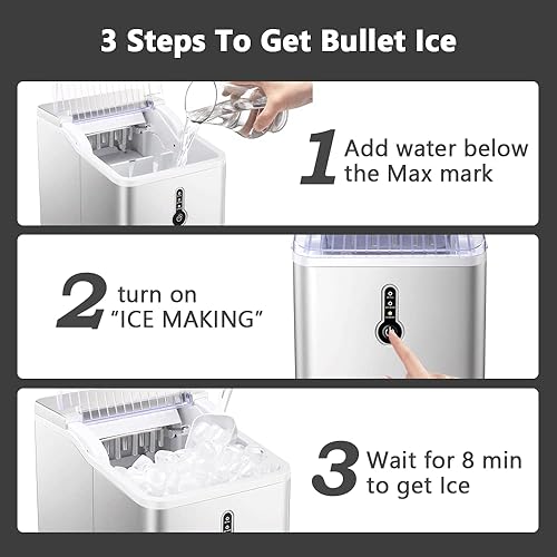 Miniatura 6 de Joy Pebble Encimera para hacer hielo, máquina eficiente para hacer hielo, 26 libras/24 horas, 9 cubos listos en 8 minutos, máquina de hielo portátil