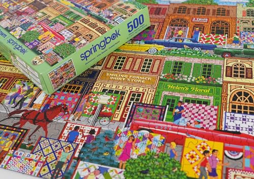 Springbok Hometown 500 Piece Puzzle for Adults- Featuring a Classic and Colorful Downtown Scene