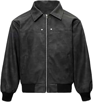 Fullneat Men's Faux Leather Bomber Jacket Boxy Vintage Motorcycle Fullneat Men's Faux Leather Bomber Jacket Boxy Vintage Motorcycle