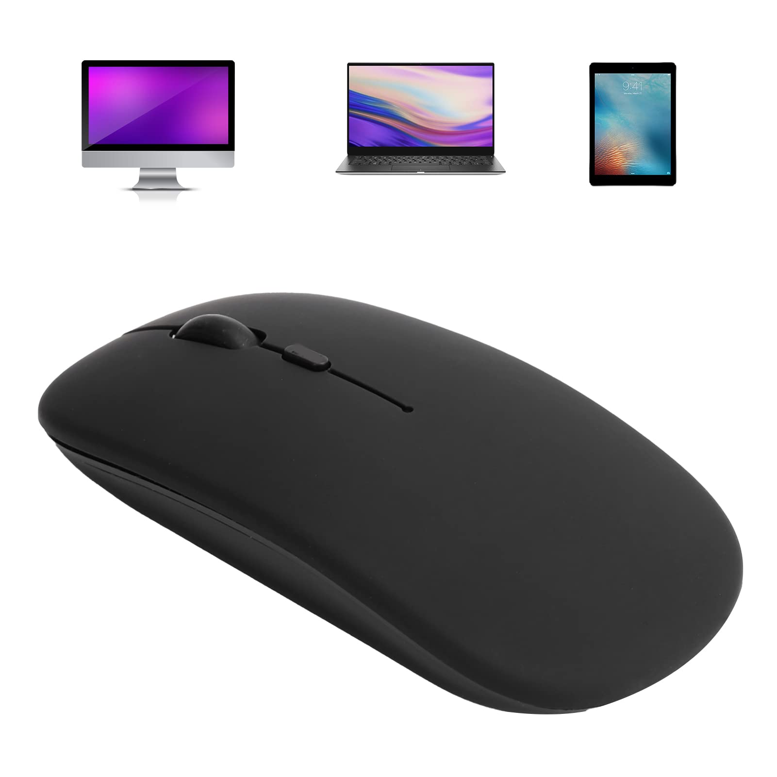Mysz Bezprzewodowa, Mysz do Laptopa, Mysz Czarna Bezprzewodowa Bluetooth 5.0 Ciche Biuro dla Tabletów na Laptopa OS X/Mi/