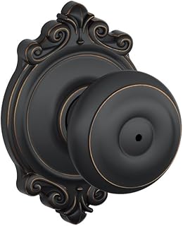 Schlage F40 GEO 716 BRK Georgian Door Knob with Brookshire Trim, Bed & Bath Privacy Lock, Aged Bronze