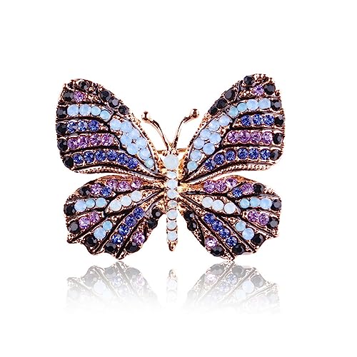 Image of Butterfly Brooch Pins for Women Girls Multicolor Shining Rhinestone Crystal Butterfly Brooch Pin Lapel Safety Pin Corsage Scarf Shawl Clothing Accessories Wedding Party Banquet