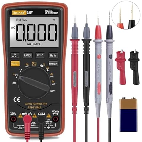Auto Ranging Digital Multimeter TRMS 6000 with Battery Alligator Clips Test Leads AC/DC Voltage/Account,Voltage Alert, Amp/Ohm/Volt Multi Tester/Diode Cover