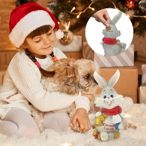 Enfeites de banco de moedas, caixa de dinheiro de Natal, Mealheiro reutilizável Bell Bunny Coin Bank