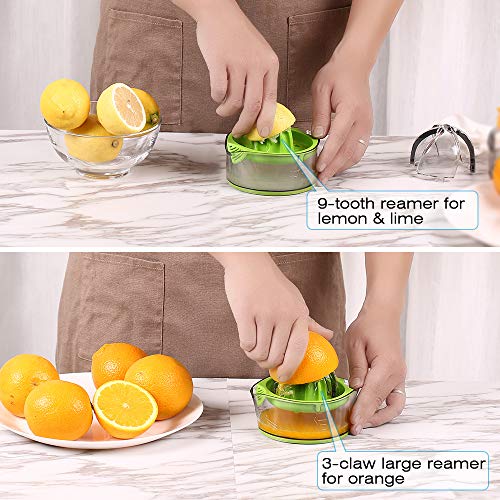Kasmoire Citrus Lemon Orange Juicer, Manual Hand Squeezer with Built-in Measuring Cup and Strainer, 8OZ (Green)