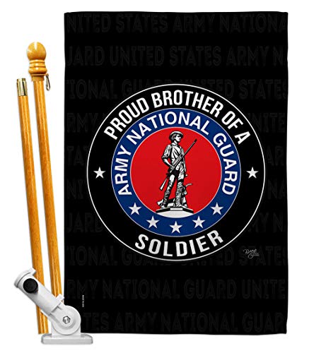 Breeze Decor Army Proud Brother Soldier House Flag Set Armed Forces National Guard ANG United State American Military Veteran Retire Official Banner Small Garden Yard Gift Double-Sided, Made in USA