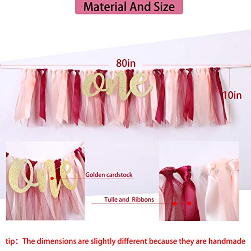 Tutu One 1st Birthday Banner - Highchair Decoration, Cake Smash Photo Prop, Tulle Garland (Peach) by WAOUH - Image 2