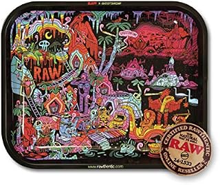 RAW Rolling Papers - Metal Rolling Tray - Ghost Shrimp Design - (Large)