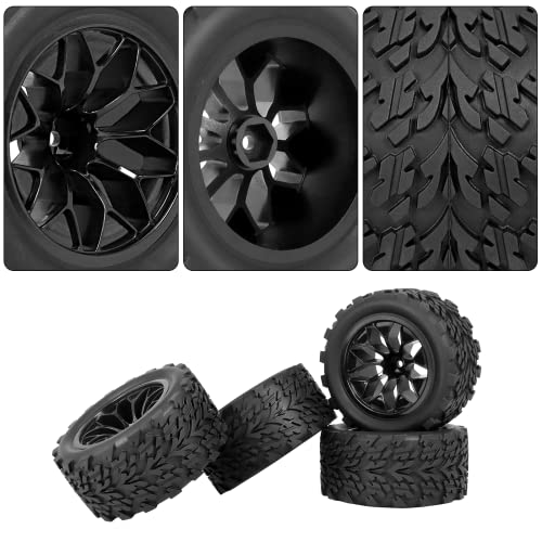 Rc Station 12Mm Hex Rc Wheels And Tires Preglued 4Pcs For 1/10 Scale Rc Trunk Tires And Wheels With Foam Inserts For 1/10 Traxxas Tires And Wheels Rustler Redcat Stampede Off-Road Rc Car, Etc #TOP3