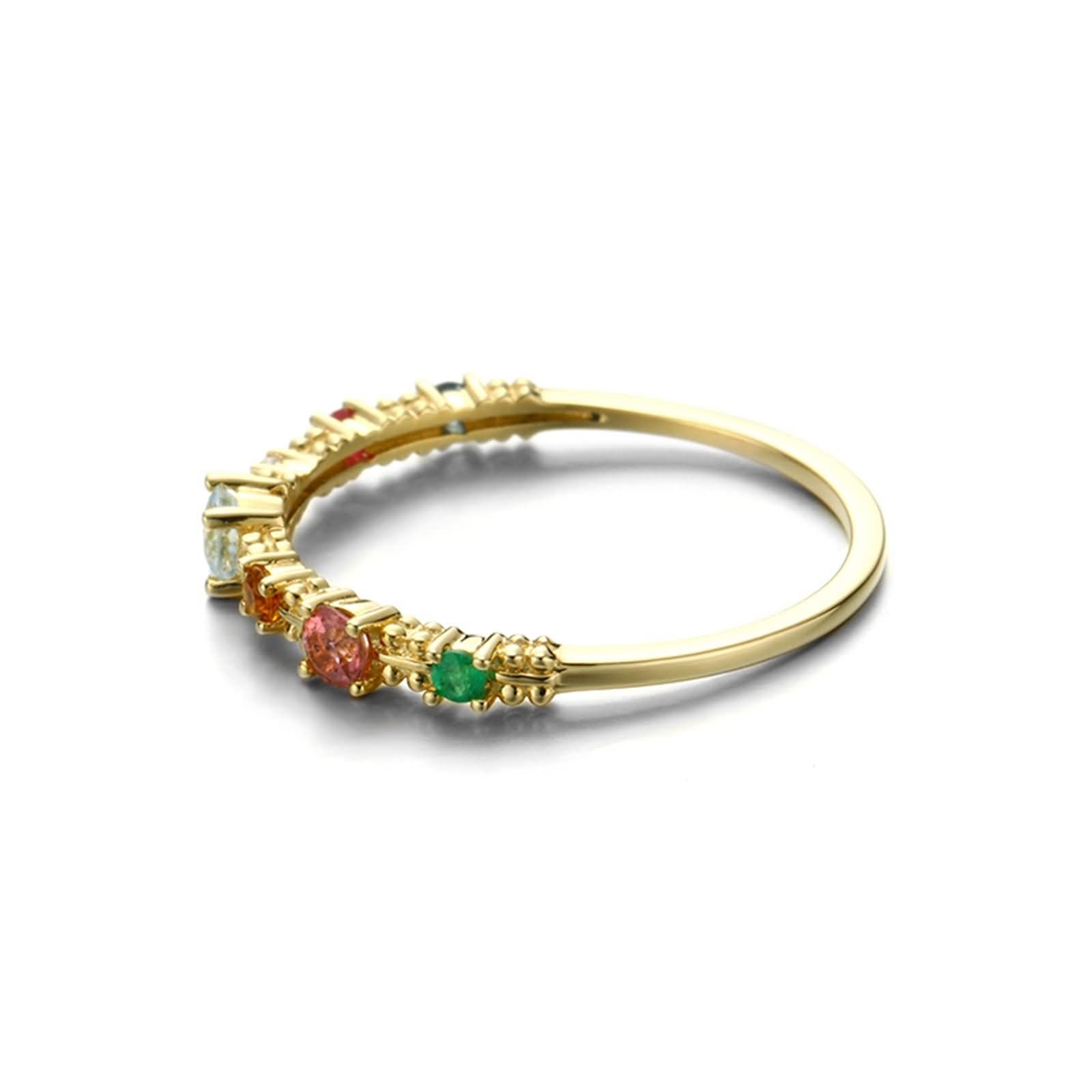 Anillos de Mujer Compromiso de Oro Amarillo 9K/14K/18K, Redondo con Topacio Creado y Circonita Cúbica, Anillo Boda Oro Mujer