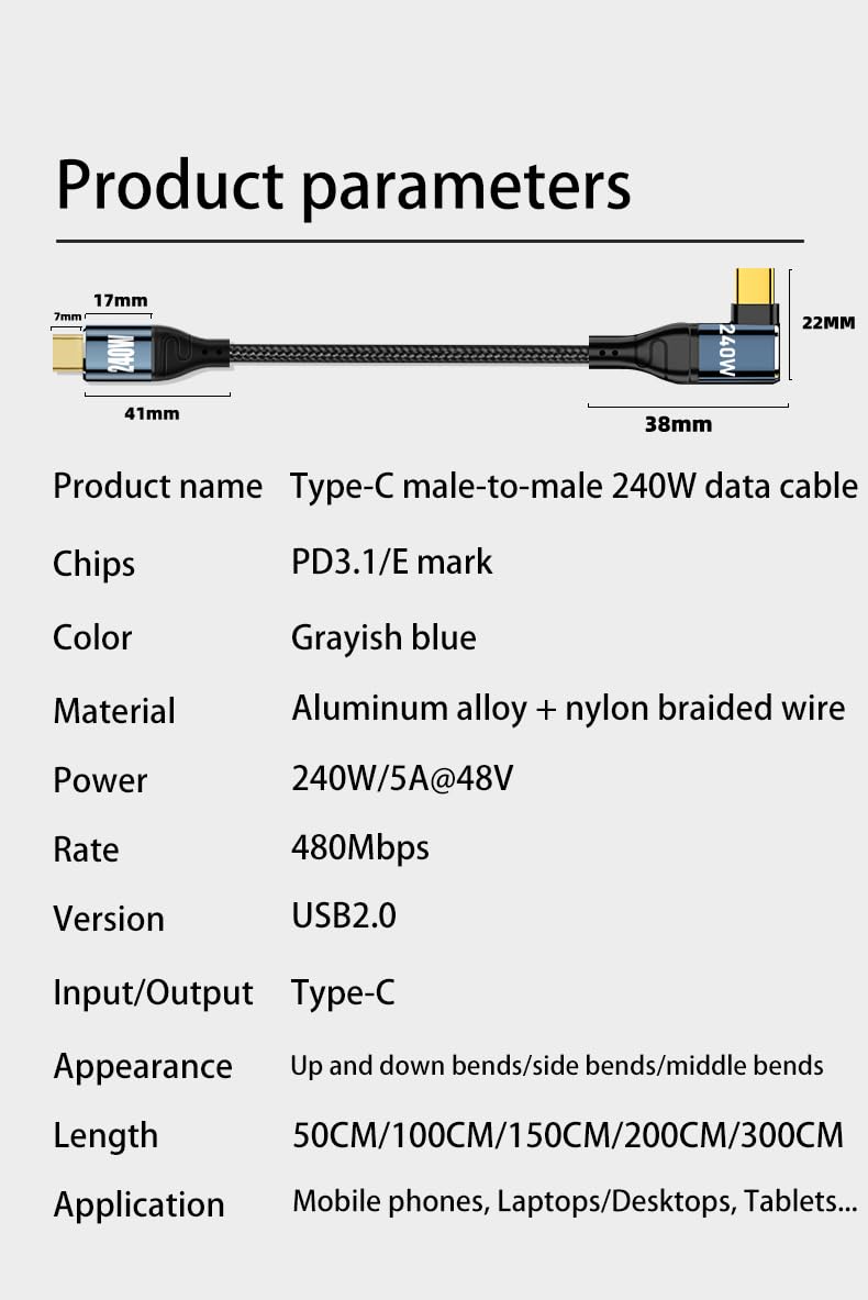 LivX Type C To Type C 2 metre 90 Derece Açılı 240W Ultra Hızlı Şarj Kablosu AYT-02