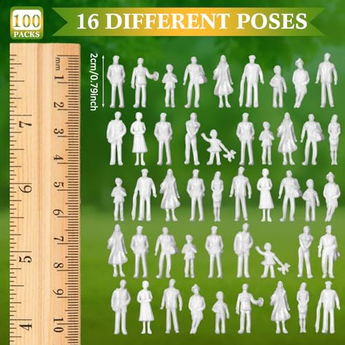 Image of Namalu 100 Pcs, 1: 100 Scale Scale White Unpainted Mini People Figures Miniature People for Model Trains Architectural Standing and Sitting Mini Diorama Figures for Architectural Project