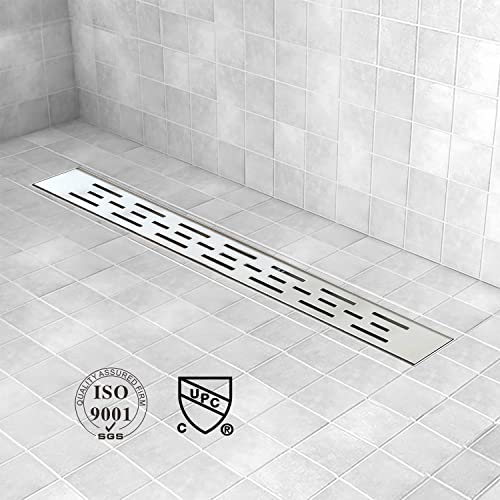 Elefloom Linear Shower Drain, Shower Drain 36 inch with Bar Pattern Grate, Durable AISI 304 Stainless Steel Shower Drain, Linear Drain with Hair Strainer and Leveling Feet by Elefloom - Image 4