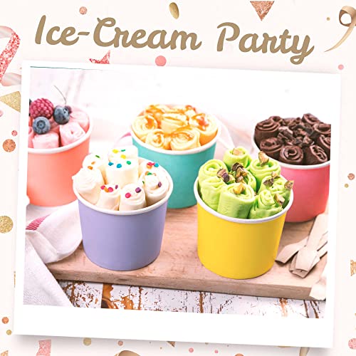 Matican Paper Ice Cream Cups, 50-Pack 11-Oz Disposable Dessert Bowls For Hot And Cold, 11-Ounce, 5 Pastel Colors #TOP1