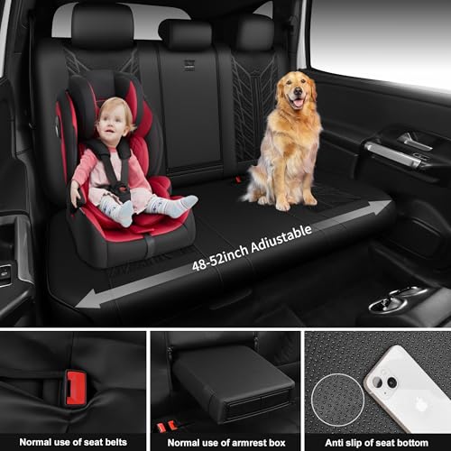 CAR PASS Leather Oxford Car Seat Covers Full Set,Heavy Duty Car Seat Covers Waterproof,Universal Fit for Trucks SUV Sedan Most Cars,Non-Slip,Armrest Airbag Compatible,All Black 3D Tyre Embossed by CAR PASS - Used condition - Image 5