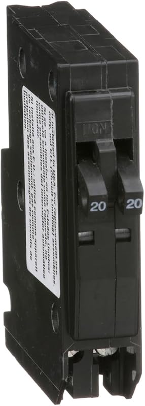 Square D - Tandem mini Circuit Breaker, QO, 2 x 1 Pole at 20A, 120/240VAC, 10kA, Plug in Mount, Clam Pack - QO2020C