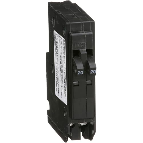 Square D - Tandem mini Circuit Breaker, QO, 2 x 1 Pole at 20A, 120/240VAC, 10kA, Plug in Mount, Clam Pack - QO2020C