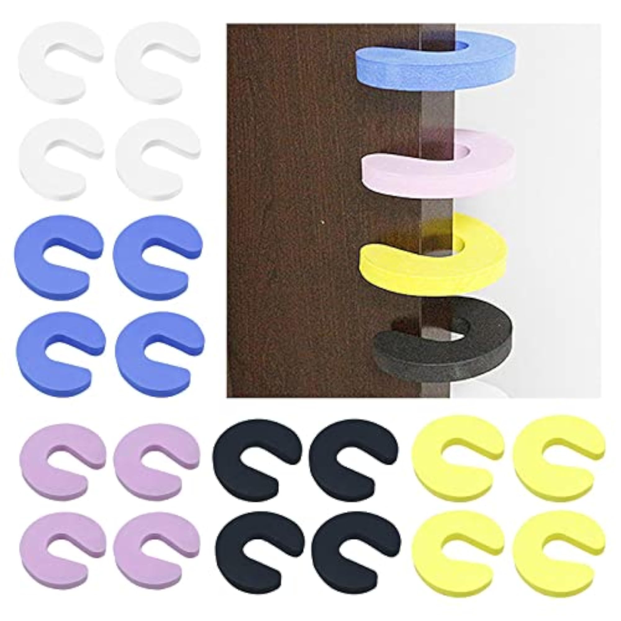 4x Soft EVA Door Stopper Finger Pinch Guard, White