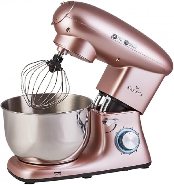 Karaca Multichef Stand Mixer, 1400W, 5.5L Volume, Stainless Steel, Rose Gold