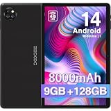 DOOGEE T10W Tablet 10 Pulgadas, Android 14 Tablet, 8000mAh Dual 4G LTE + 5G WiFi, Tableta 128GB / Certificación TÜV SÜD/Face ID/Certificación Hi-Res/OTG/ BT5.0/ Tipo-C/ 3.5mm Jack Negro