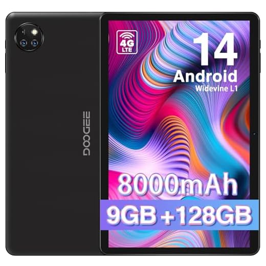 DOOGEE T10W Tablet 10 Pulgadas, Android 14 Tablet, 8000mAh Dual 4G LTE + 5G WiFi, Tableta 128GB / Certificación TÜV SÜD/Face ID/Certificación Hi-Res/OTG/ BT5.0/ Tipo-C/ 3.5mm Jack Negro