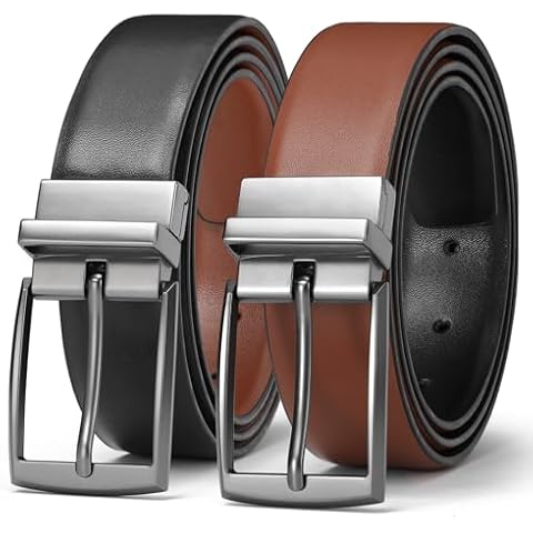 VONMELLI Men’s Reversible Leather Dress Belt Cover
