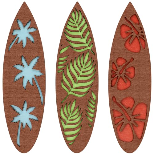 Tatuo 3 Pcs Surfboard Wall Decor, Tropical Beach Room Art