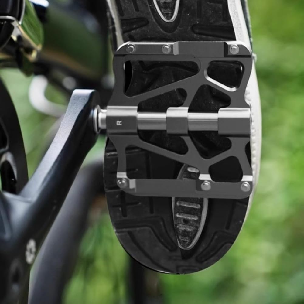 Honseadek Pedales de agarre de doble cara para bicicleta plegable, pedales de aleación ligeros para terrenos difíciles, pedales de bicicleta antideslizantes para MTB, pedales de bicicleta de montaña