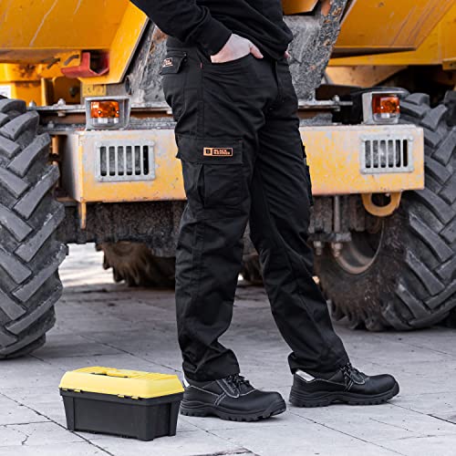 Black Hammer męskie bojowe spodnie do pracy cargo spodnie wiele kieszeni jogger wzmocnione szwy rzemieślnik magazyn survival Czarne (32W / 31 Regular)
