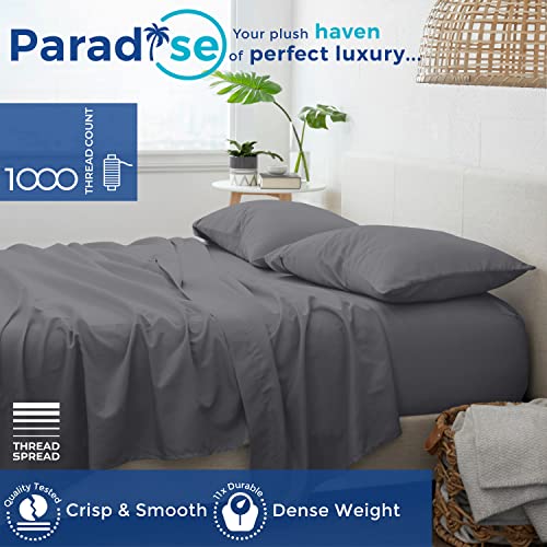 Thread Spread True Luxury 100% Egyptian Cotton - Genuine 1000 Thread Count 4 Pc Sheet Set- Color Elephant/Dark Grey, Size Full - Fits Mattress Upto 16'' Deep Pocket #TOP1